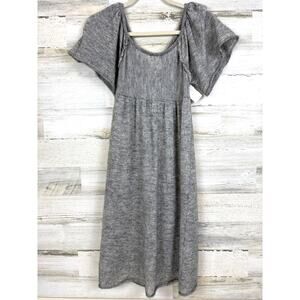 Anthropologie Moth Womens M Gray Alpaca Blend Knit Flutter Sleeve Zip Mini Dress